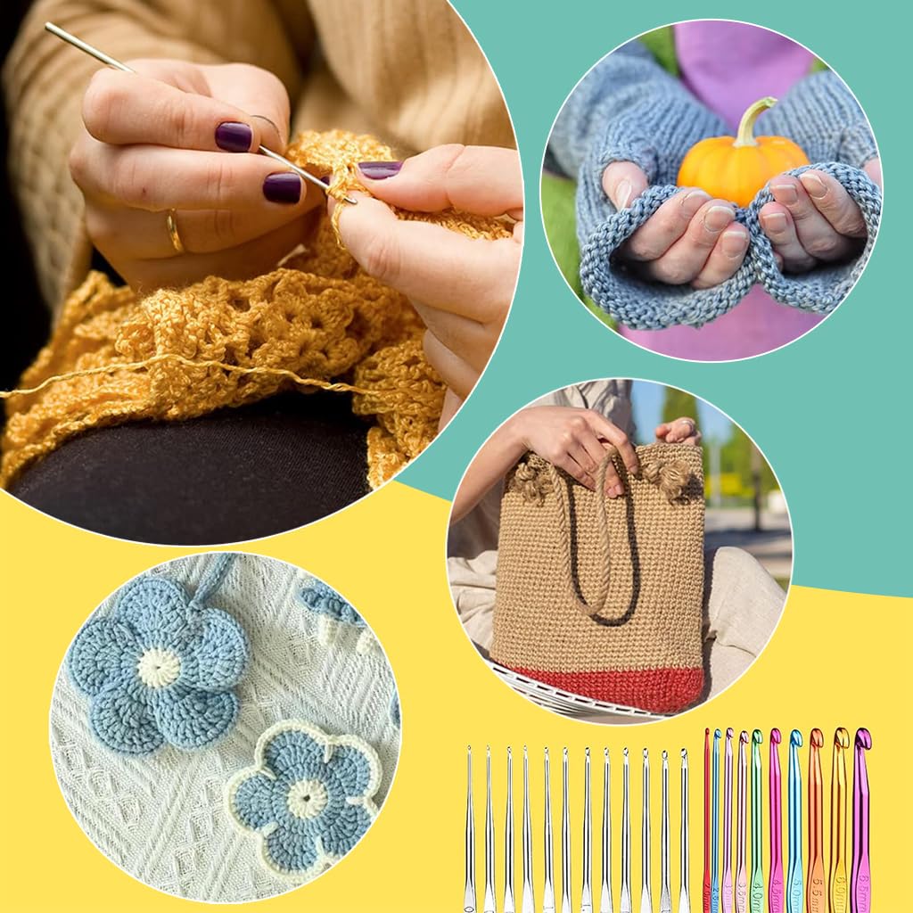 HASTHIP 54PCS Crochet Needles Set, Ergonomic Crochet Hooks Kit with Storage Case, Crochet Hooks Needles Set Stitch Marker DIY Craft Hand Knitting Craft Art Tools for Beginners HASTHIP 54PCS Crochet Needles Set, Ergonomic Crochet Hooks Kit with Storage Case, Crochet Hooks Needles Set Stitch Marker DIY Craft Hand Knitting Craft Art Tools for Beginners